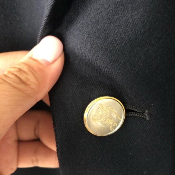 Vintage Burberry Men's Navy Blue Wool Two Button Blazer Sports Jacket 41R - Picture 6 of 13